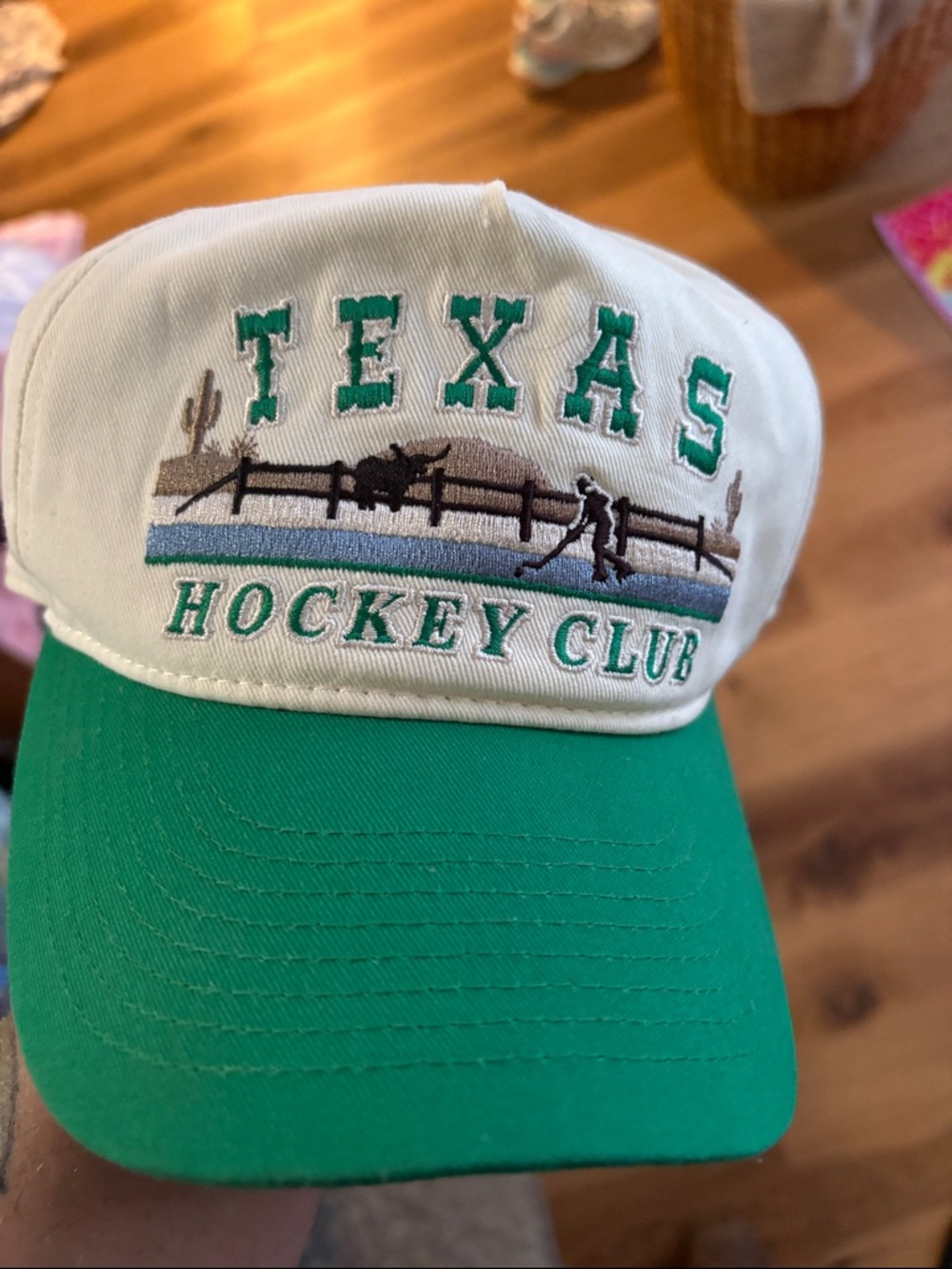 Texas Hockey Club Two-Tone Baseball Cap - White & Green